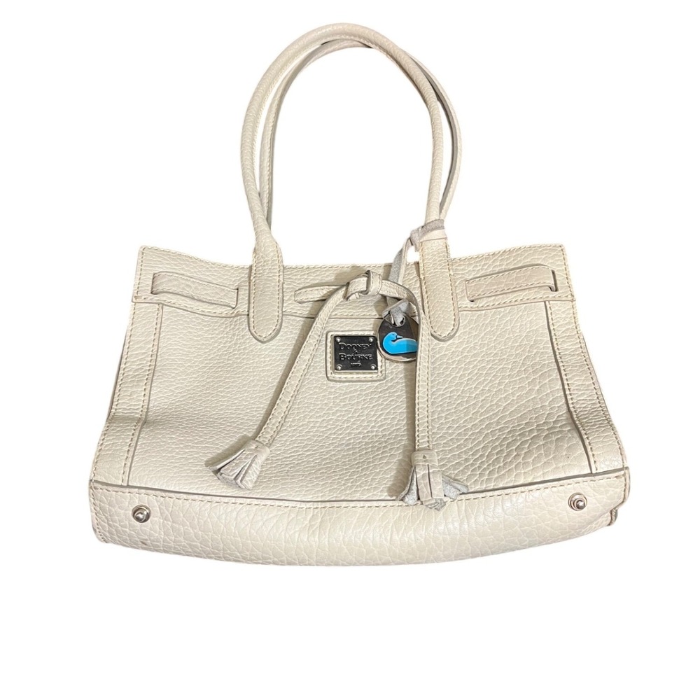DOONEY & BOURKE East West Tassel OFF WHITE IVORY Pebble Leather Tote Satchel Bag